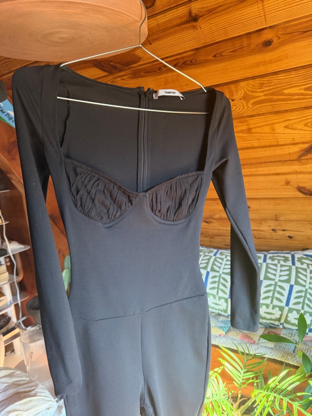 Tank Air Black Long Sleeve Bustier Bodysuit Women's Size Small